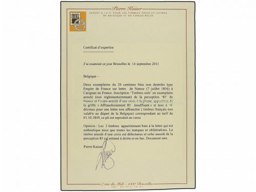 ✉ BELGICA. 1856 (July 7). Entire letter to CARIGNAN (France)