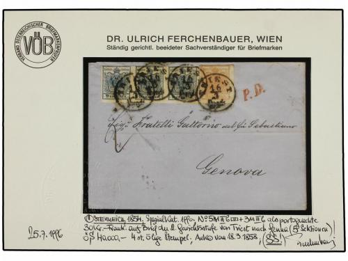 ✉ AUSTRIA. 1858 (March 16). Double rate cover from TRIEST to