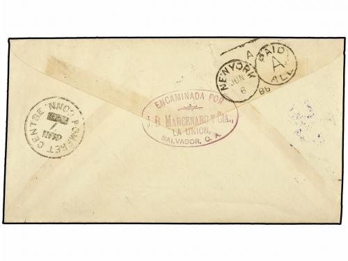 ✉ SALVADOR. Sc. 13, 15 (2). 1888. LA UNION a USA. 1 cto. ver