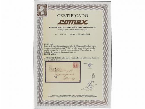 ✉ CUBA. Ed. 10. 1860 (13 Junio). HABANA correo interior circ