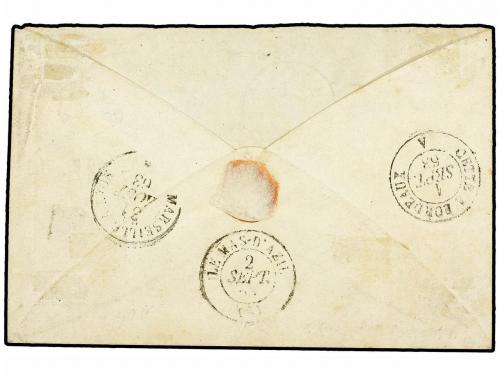 ✉ FRANCIA. Yv. 29. 1863. ROMA a FRANCIA. 20 cts. azul, mat. 