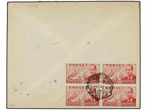 ✉ ESPAÑA. Ed. 940 (4), 941 (4), 918. 1940. SEVILLA a SUIZA. 