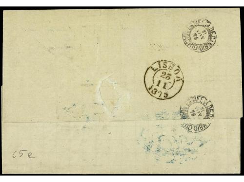 ✉ ESPAÑA. Ed. 163, 164. 1875. BARCELONA a LISBOA. 5 cts. gri