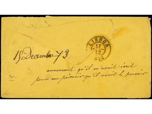✉ ESPAÑA. Ed. 131, 133. 1873. CÁCERES a LISBOA. 2 cts. naran