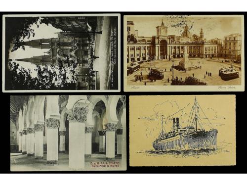 ✉ ESPAÑA. 1912-35. Cuatro tarjetas postales escritas a bordo