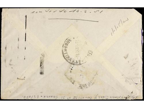 ✉ ESPAÑA. Ed. 1024(2). 1951. VALENCIA a BUENOS AIRES. 25 cts
