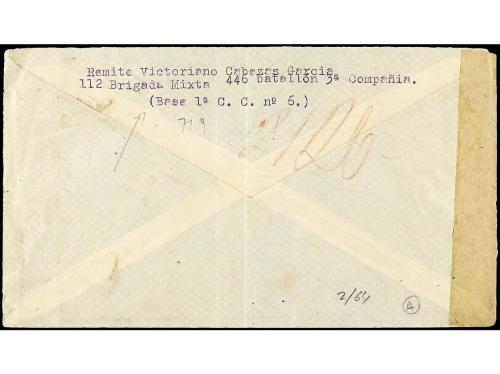 ✉ ESPAÑA GUERRA CIVIL. 1938 (16 Mayo). Circulada desde el fr