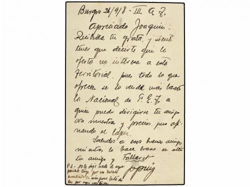 ✉ ESPAÑA GUERRA CIVIL. 1938. BURGOS a S. SEBASTIAN. Entero P