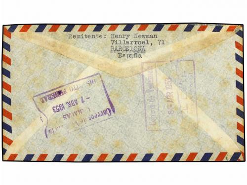 ✉ ESPAÑA. Ed. 1014 (3), 1027. 1953. BARCELONA a CARACAS (Ven