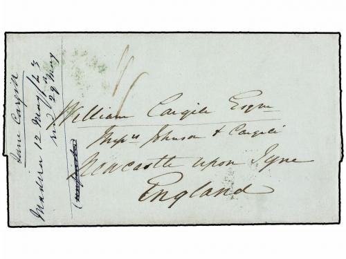 ✉ PORTUGAL: MADEIRA. 1843. MADEIRA to NEWCASTLE. Long family