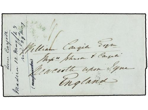 ✉ PORTUGAL: MADEIRA. 1843. MADEIRA to NEWCASTLE. Long family