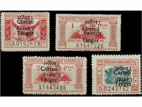 * COLONIAS ESPAÑOLAS: TANGER. Ed. 142/45hhi. 50 cts., 1 pta.
