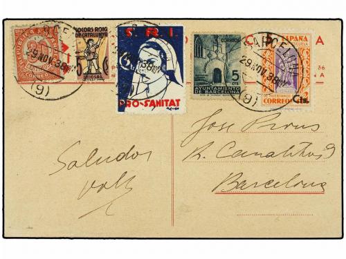 ✉ ESPAÑA GUERRA CIVIL. 1938. TARJETA DEL S.R.I. con sello de