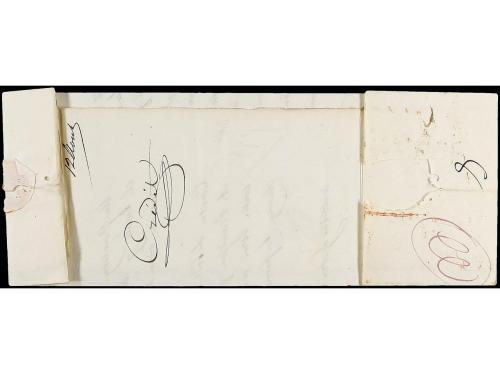 ✉ ESPAÑA: PREFILATELIA. 1823. BILBAO a PARIS. Marca al dorso