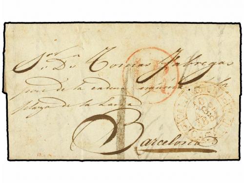 ✉ ESPAÑA: PREFILATELIA. 1851. CAMPRODON a BARCELONA. Fechado