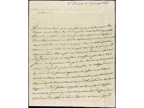✉ AFRICA. 1761. CEUTA a FRANCIA. Carta completa con texto ci