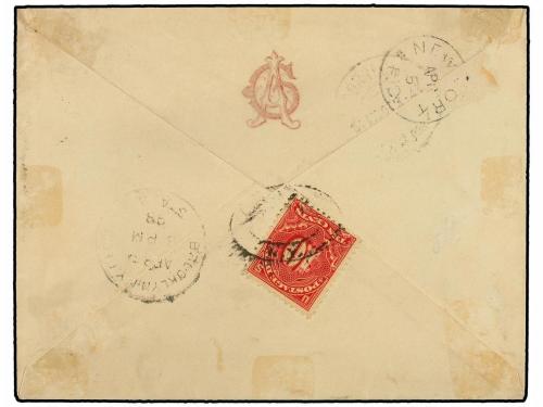 ✉ CUBA. 1891 (5 Abril). HABANA a NEW YORK circulada con sell