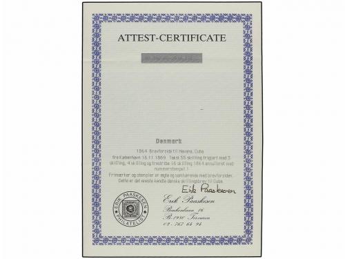 ✉ DINAMARCA. 1866 (Nov 18). Front of cover to Havana, Cuba w