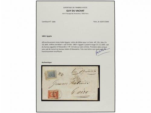 ✉ EGIPTO. 1869 (19 Dec.). Entire letter from MILAN to CAIRO 