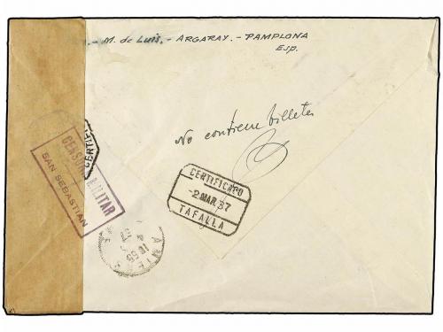 ✉ ESPAÑA GUERRA CIVIL. 1937. TAFALLA a FRANCIA. Carta certif