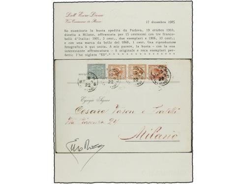 ✉ ITALIA. 1922 (Oct 10). Cover to MILAN franked (and accepte