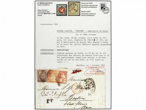 ✉ SUIZA. 1856 (April 14th). Entire letter from Vevey to Bost