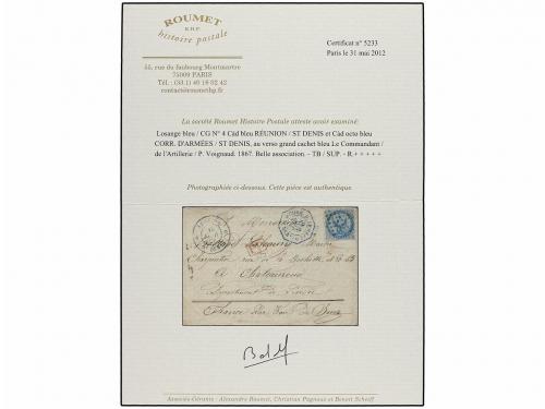 ✉ REUNION. Ce. 4. 1867 (Feb 19). Cover to FRANCE via SUEZ, f