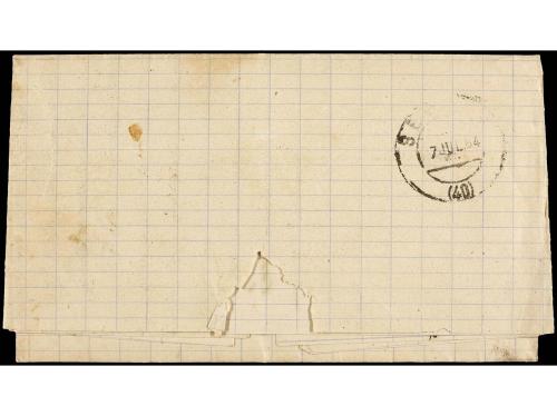 ✉ ESPAÑA. Ed. 201. 1884. MORON a SEVILLA. 5 cts. verde y TIM