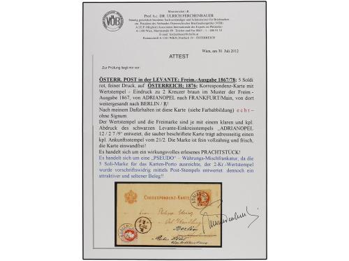 ✉ LEVANTE: CORREO AUSTRIACO. Mi. 3/II. 1879 (Feb. 12). 2 kre