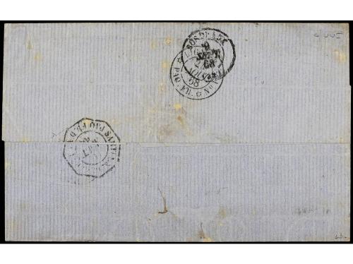 ✉ CUBA. 1868. SANTIAGO a BURDEOS. Circulada con sello francé