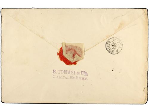 ✉ VENEZUELA. Sc. 160 (4). 1901. CIUDAD BOLÍVAR a PARÍS. 1 bo