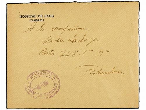 ✉ ESPAÑA GUERRA CIVIL. (1938 CA.). CAMBRILS a BARCELONA. Sob