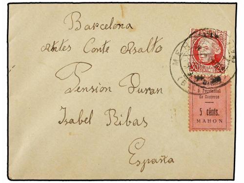 ✉ ESPAÑA GUERRA CIVIL. 1936. MERCADAL a BARCELONA. 30 cts. r