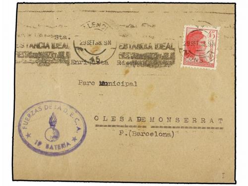 ✉ ESPAÑA GUERRA CIVIL. 1938. VALENCIA a BARCELONA. 45 cts. r