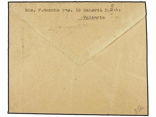 ✉ ESPAÑA GUERRA CIVIL. 1938. VALENCIA a BARCELONA. 45 cts. r