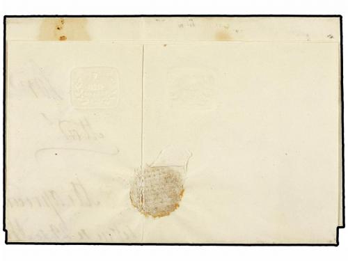 ✉ ESPAÑA. Ed. 1A. 1850. 6 cuartos negro pl. II, mat. araña y