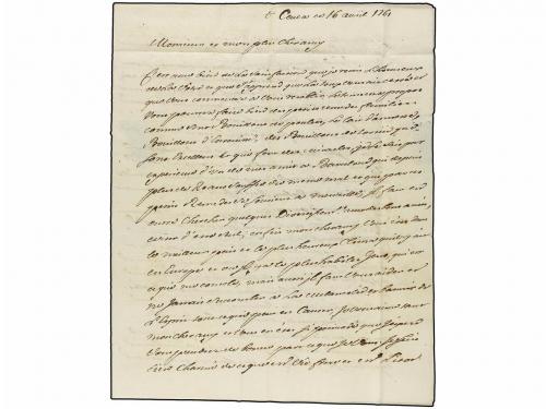 ✉ AFRICA. 1761. CEUTA a FRANCIA. Carta completa con texto ci
