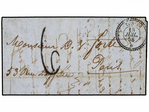 ✉ TUNEZ. Ed. . 1858 (July 18). Entire letter from Tunis to P