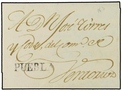 ✉ MEXICO. 1807 (21-Sept.). PUEBLA a VERACRUZ. Marca PUEBLA (