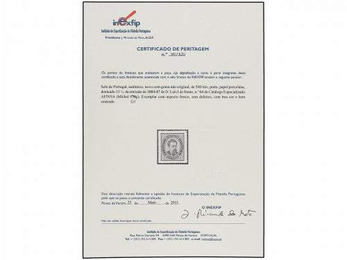 (*) PORTUGAL. Af. 64. 500 reis negro, dent. 13 1/2 (Mi. 64C)