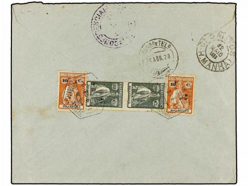 ✉ MOZAMBIQUE. 1928. LOURENÇO MARQUES a BRASIL. 2 Esc. lila y