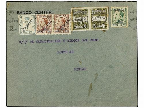 ✉ ESPAÑA: AYUNTAMIENTO DE BARCELONA. Ed. 6s(2). 1931 (Agosto