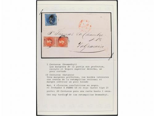 ✉ CHILE. Sc. 3 (2), 10. 1860. SANTIAGO a VALPARAÍSO. 5 ctvos