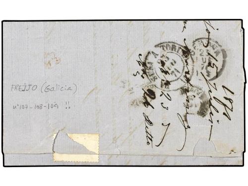 ✉ ESPAÑA. Ed. 107108109. 1871. FREIJO (Galicia) a GENOVA. 50