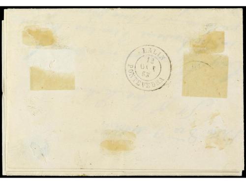 ✉ ESPAÑA. Ed. 75. 1865. SEOANE BELLO a ORENSE. 4 cuartos azu