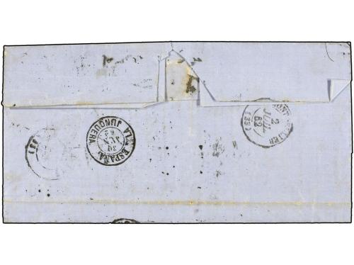 ✉ ESPAÑA. Ed. 53F. 1861. BARCELONA a FRANCIA. 12 cuartos car