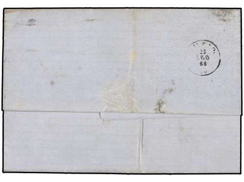 ✉ ESPAÑA. Ed. 81F. 1866. MADRID a BILBAO. 4 cuartos azul. FA