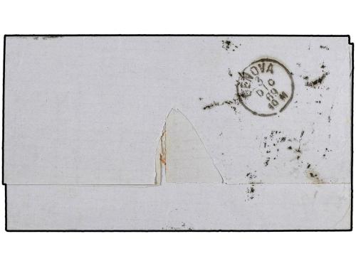 ✉ ESPAÑA. Ed. 100. 1869. BARCELONA a GENOVA. 200 mils. verde