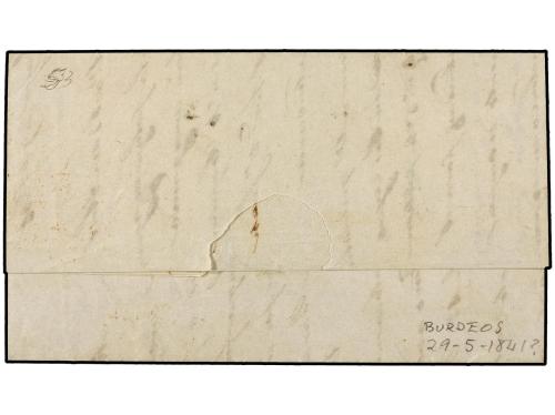 ✉ COLONIAS ESPAÑOLAS: CUBA. 1841. BURDEOS a HABANA. Marca de