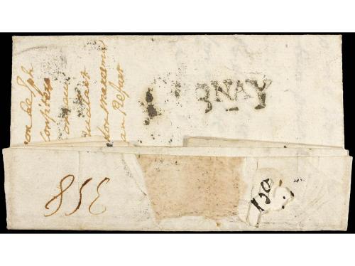 ✉ ESPAÑA: PREFILATELIA. 1780. SORT a BARCELONA. Marca de TRE